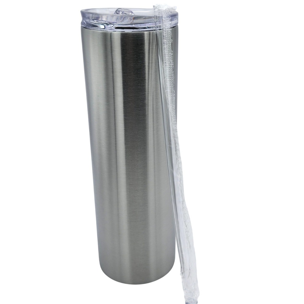 30 oz Cup Stainless Steel Tumbler w/Straw & Slider Lid DIY Epoxy Vinyl Craft NIB